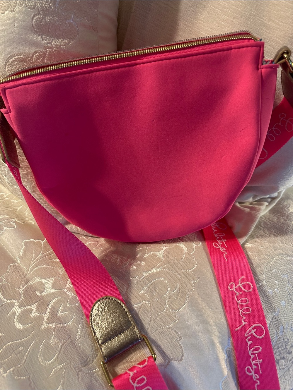 Lilly Pulitzer Bright Pink Crossbody with Logo Strap - Picture 3 of 3